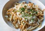 Turkish Noodle / Eriste with cheese, walnuts and parsley.