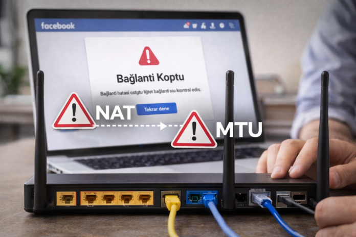 Facebook’ta Bağlantı Koptu Uyarısı Sadece Wi Fi’da Çıkıyorsa Modem NATMTU Çakışması